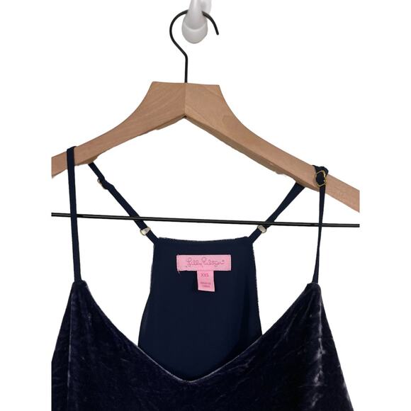 Lilly Pulitzer Dusk Velvet Sleeveless Top Blue / Purple Sz XXS #27934 Silk Blend - Picture 2 of 4